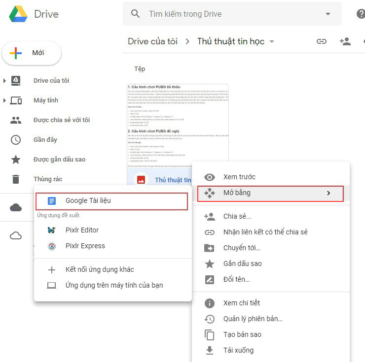 Cách chuyển ảnh sang Word bằng Google Drive