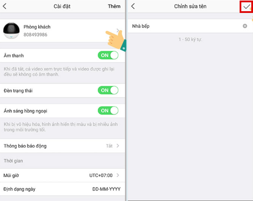Cách đổi tên camera Ezviz trên điện thoại