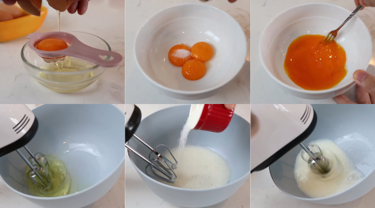 Các bước làm bánh bông lan trứng muối: