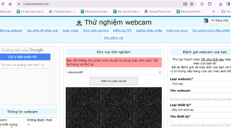 Cách test camera laptop online?