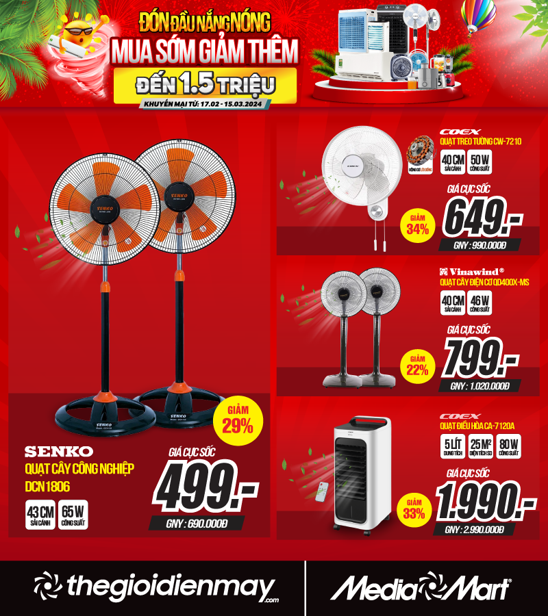 Đón đầu mùa nắng nóng, mua sớm điều hòa, quạt mát..  giảm thêm đến 5 triệu đồng