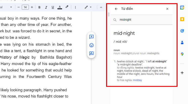 Cách sử dụng từ điển trong Google Docs