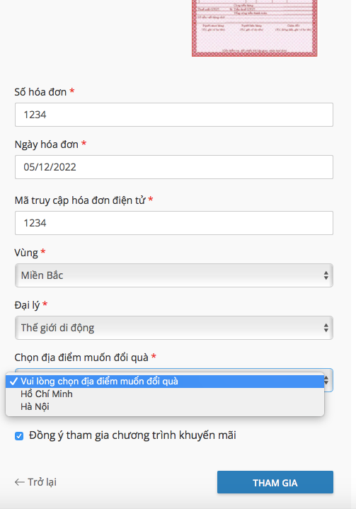 Thủ tục nhận quà