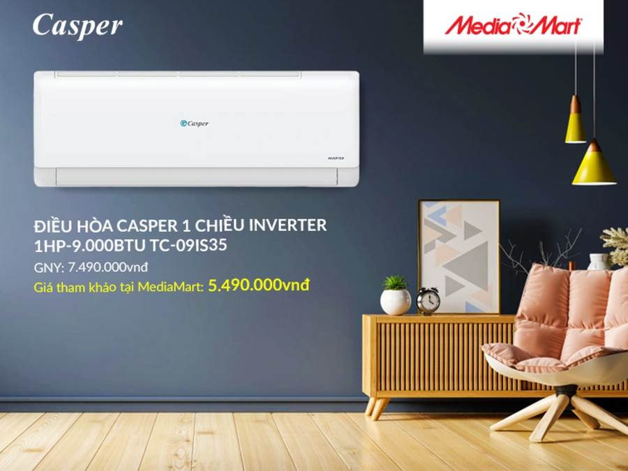 Điều hòa Casper 1 chiều Inverter 1HP-9.000BTU TC-09IS35