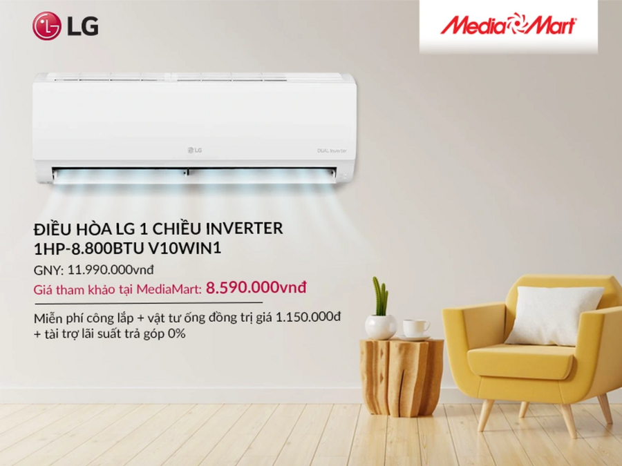 Điều hòa LG 1 chiều Inverter 1HP-8.800BTU V10WIN1