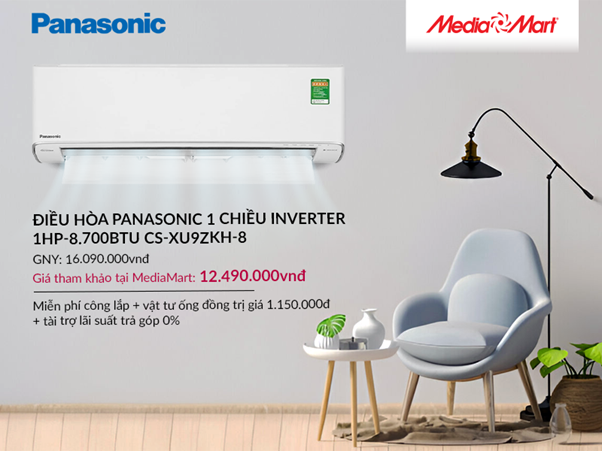 Điều hòa Panasonic 1 chiều Inverter 1HP-8.700BTU CS-XU9ZKH-8