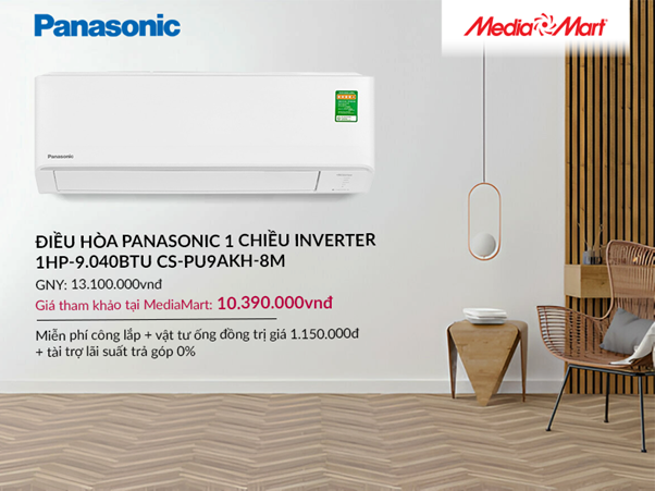 Điều hòa Panasonic 1 chiều Inverter 1HP-9.040BTU CS-PU9AKH-8M