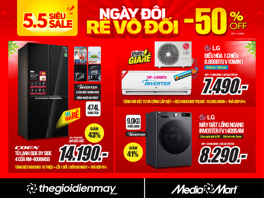 MediaMart 5.5 siêu sale ngày đôi - rẻ vô đối