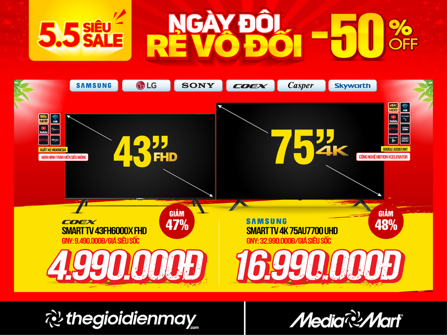 MediaMart 5.5 siêu sale ngày đôi - rẻ vô đối