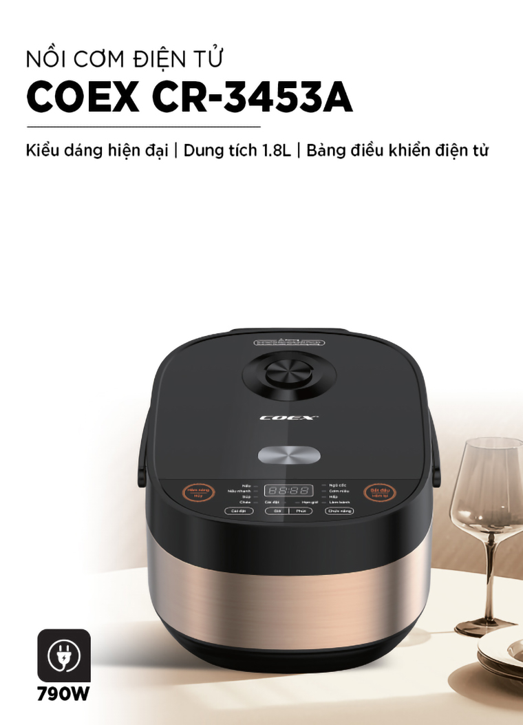 Nồi cơm điện tử cao tần 1.8L Coex CR-3453A