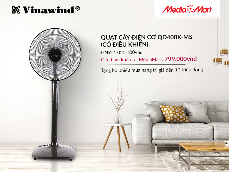 Quạt cây Điện cơ QD400X-MS - Có điều khiển