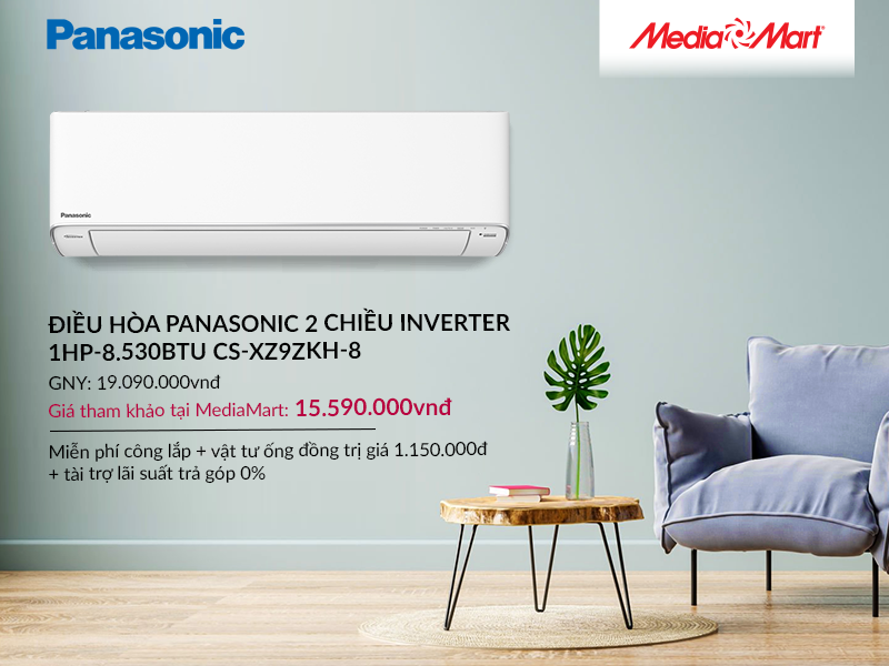 Điều hòa Panasonic 2 chiều Inverter 1HP-8.530BTU CS-XZ9ZKH-8