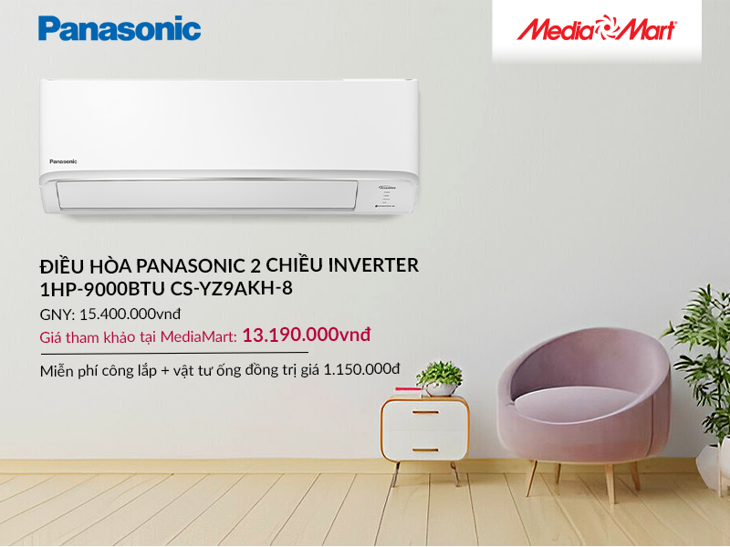 Điều hòa Panasonic 2 chiều Inverter 1HP-9000BTU CS-YZ9AKH-8