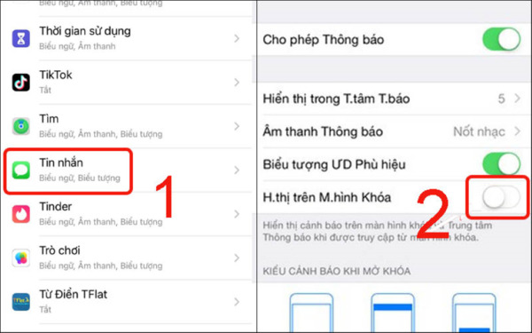 Cách tắt thông báo tin nhắn trên màn hình khóa iPhone