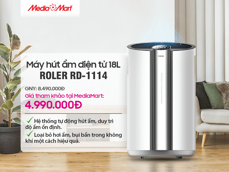 Máy hút ẩm điện tử 18 lít Roler RD-1114