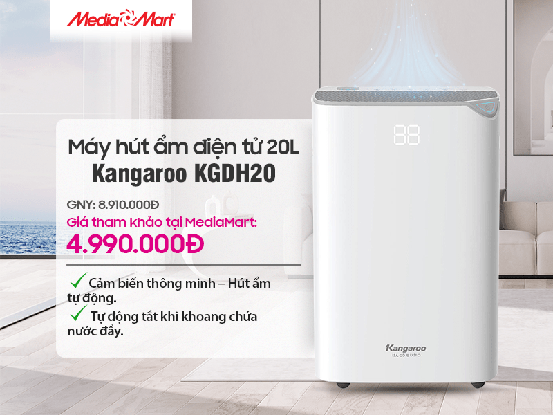 Máy hút ẩm điện tử 20 lít Kangaroo KGDH20