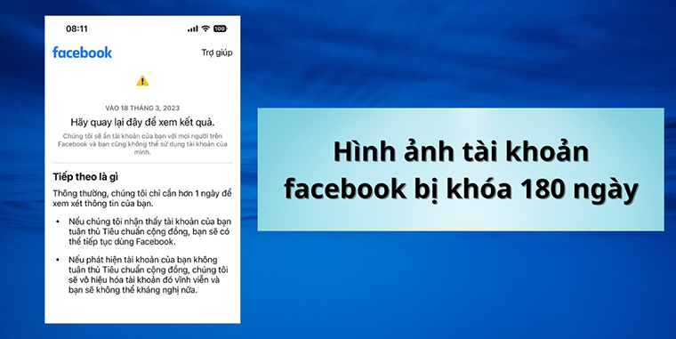 Tài khoản facebook bị đình chỉ 180 ngày là tình trạng như thế nào?