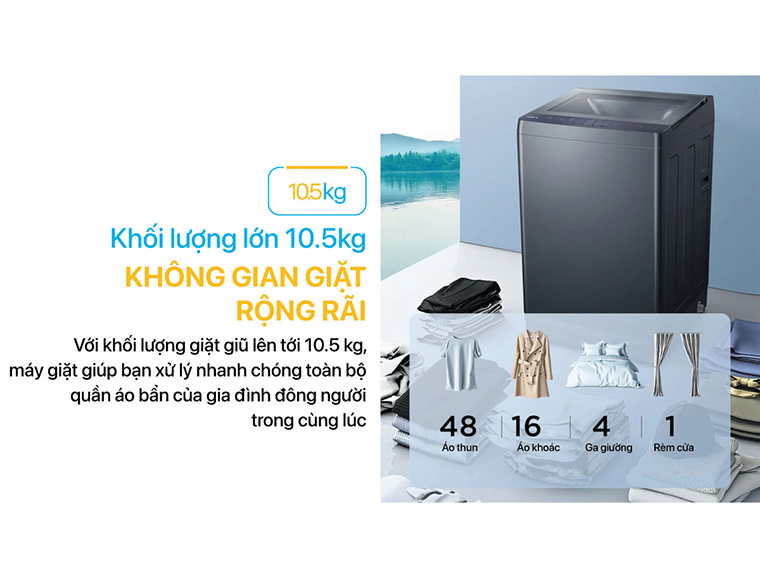 Khối lượng giặt 10,5kg