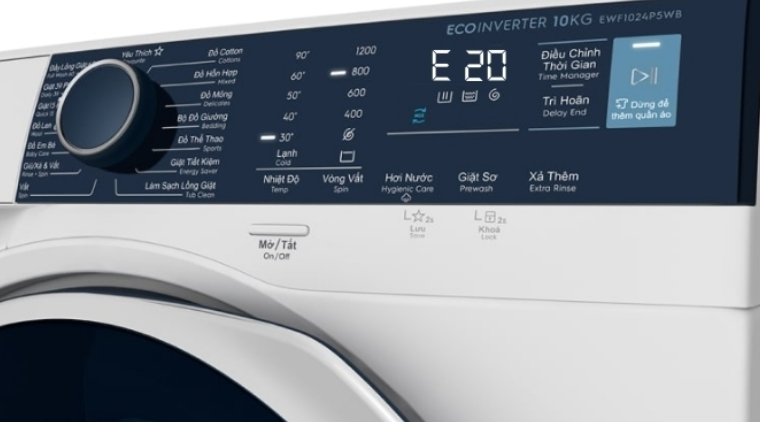 Lỗi E20 máy giặt Electrolux là lỗi gì? Dấu hiệu nhận biết