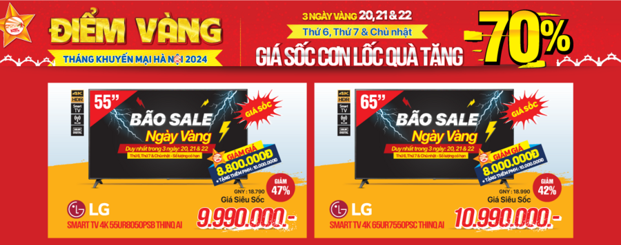 3 ngày vàng giá sốc, TV siêu sale đến 70%