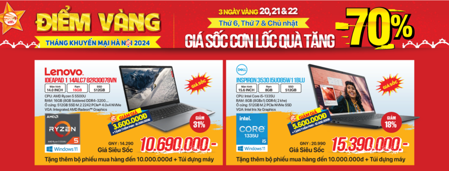 Laptop, PC sale cực sâu 3 ngày vàng