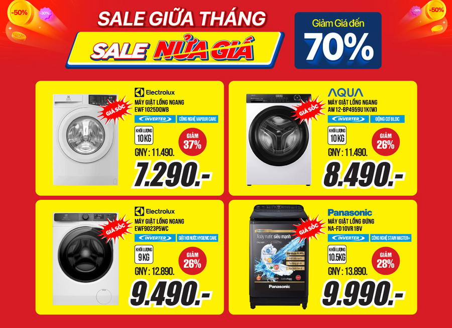 Tủ lạnh, máy giặt sale sập sàn, giá siêu hời