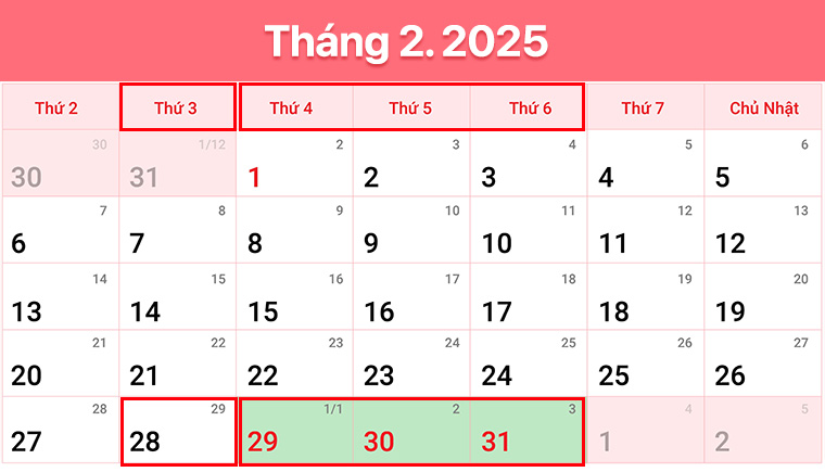 Tết Nguyên đán 2025 vào ngày nào dương lịch?