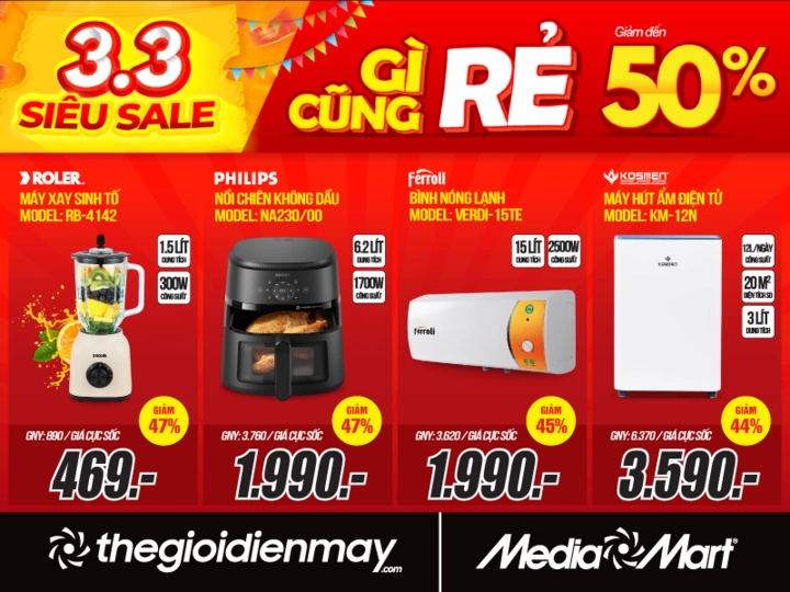 MediaMart khuyến mãi lớn: 3.3 Siêu Sale - Gì cũng Rẻ - giảm giá sâu đến 50% - 4