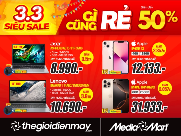 MediaMart khuyến mãi lớn: 3.3 Siêu Sale - Gì cũng Rẻ - giảm giá sâu đến 50% - 5