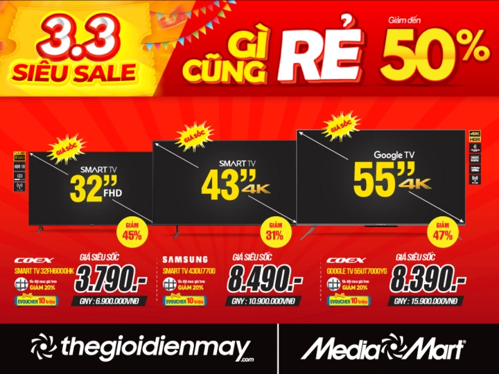 MediaMart khuyến mãi lớn: 3.3 Siêu Sale - Gì cũng Rẻ - giảm giá sâu đến 50% - 2