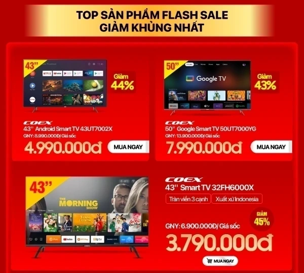 Top Tivi Flash Sale - Giảm sốc