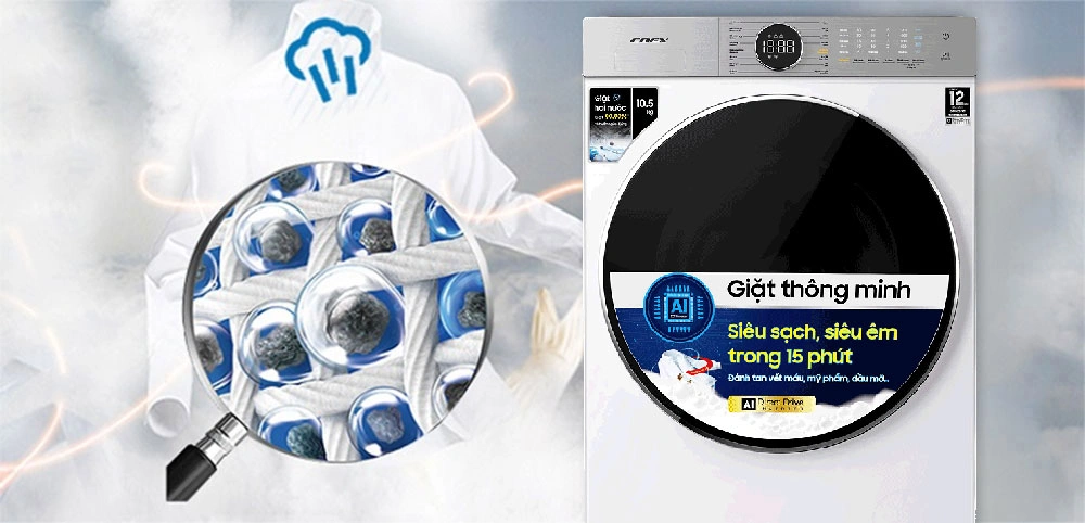 16 chương trình giặt tiện lợi