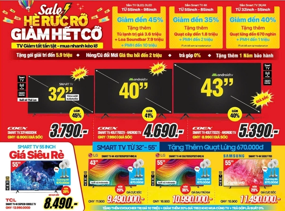 Bùng nổ khuyến mại Tivi – Giảm sâu lên đến 50%