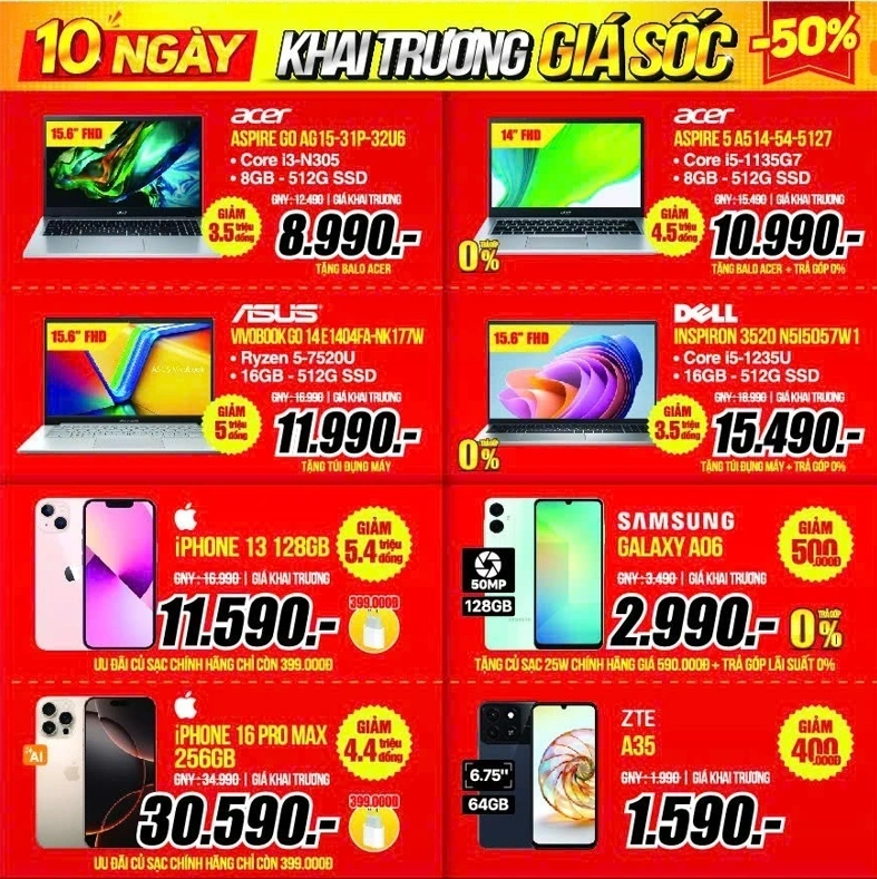 Laptop - Điện Thoại Deal Siêu Hời, Giá Rẻ Bất Ngờ, Sập Giá dịp Khai trương