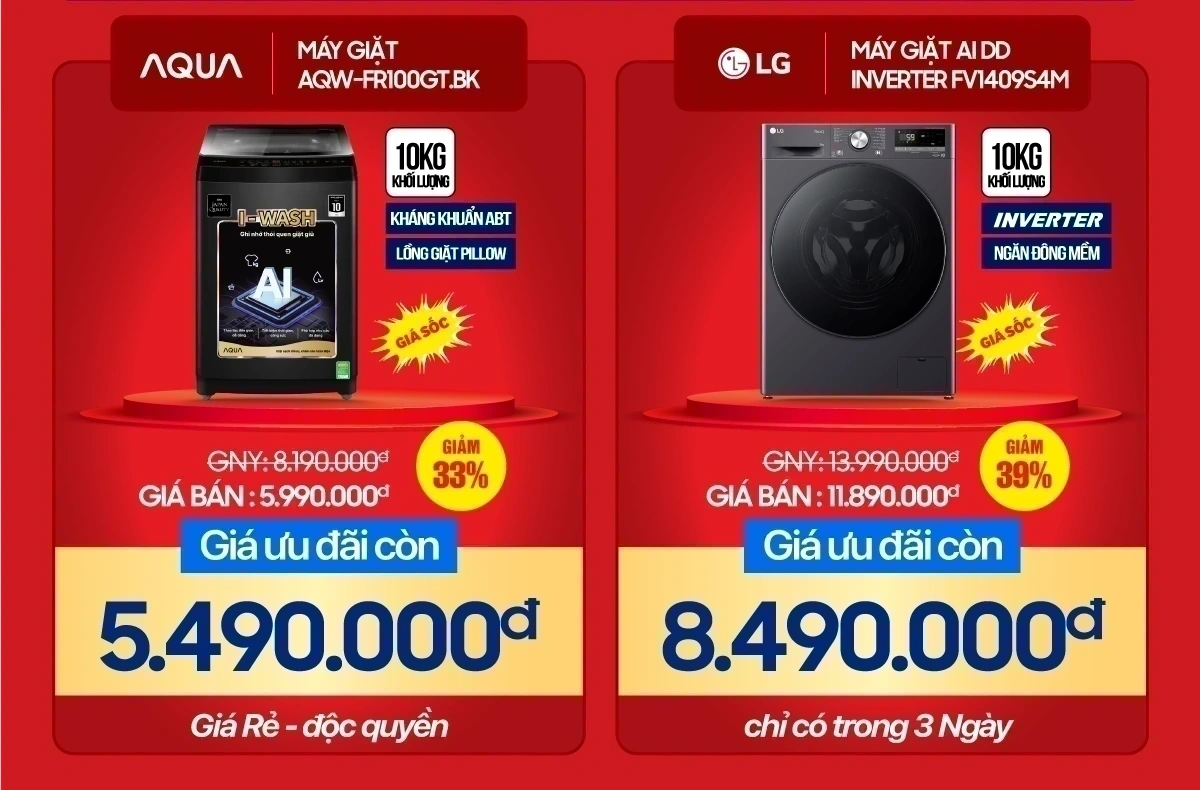 Mua máy giặt giá giảm đến 50% dịp Giỗ Tổ Hùng Vương
