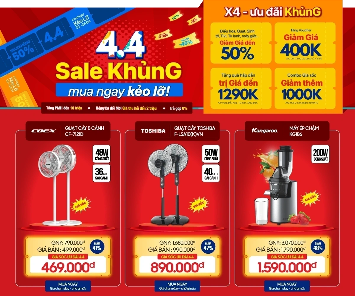 Sale Khủng Ngày Trùng - Gia dụng Giảm Siêu To