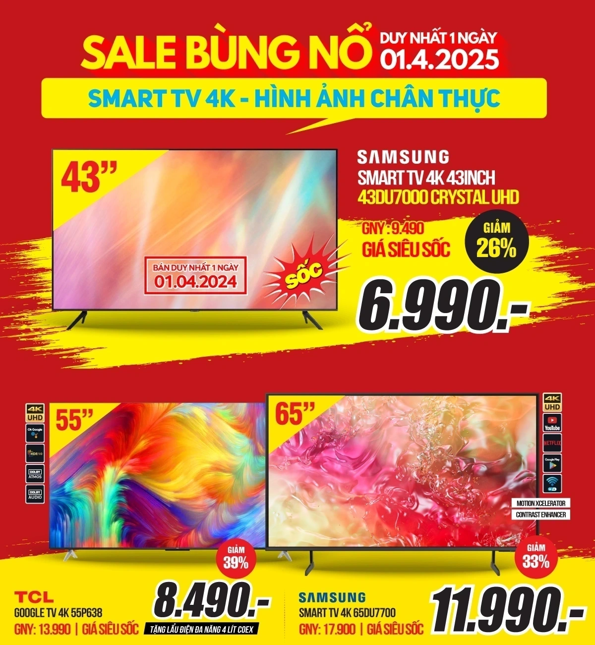 Ưu đãi khủng - Deal Tivi xịn giảm giá lên đến 50%