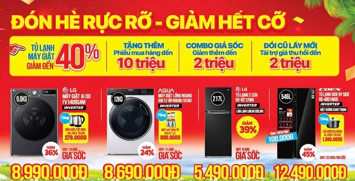 Ưu đãi lớn chưa từng có cho Điện lạnh - Tặng bộ quà Gia dụng lên đến 5 triệu đồng