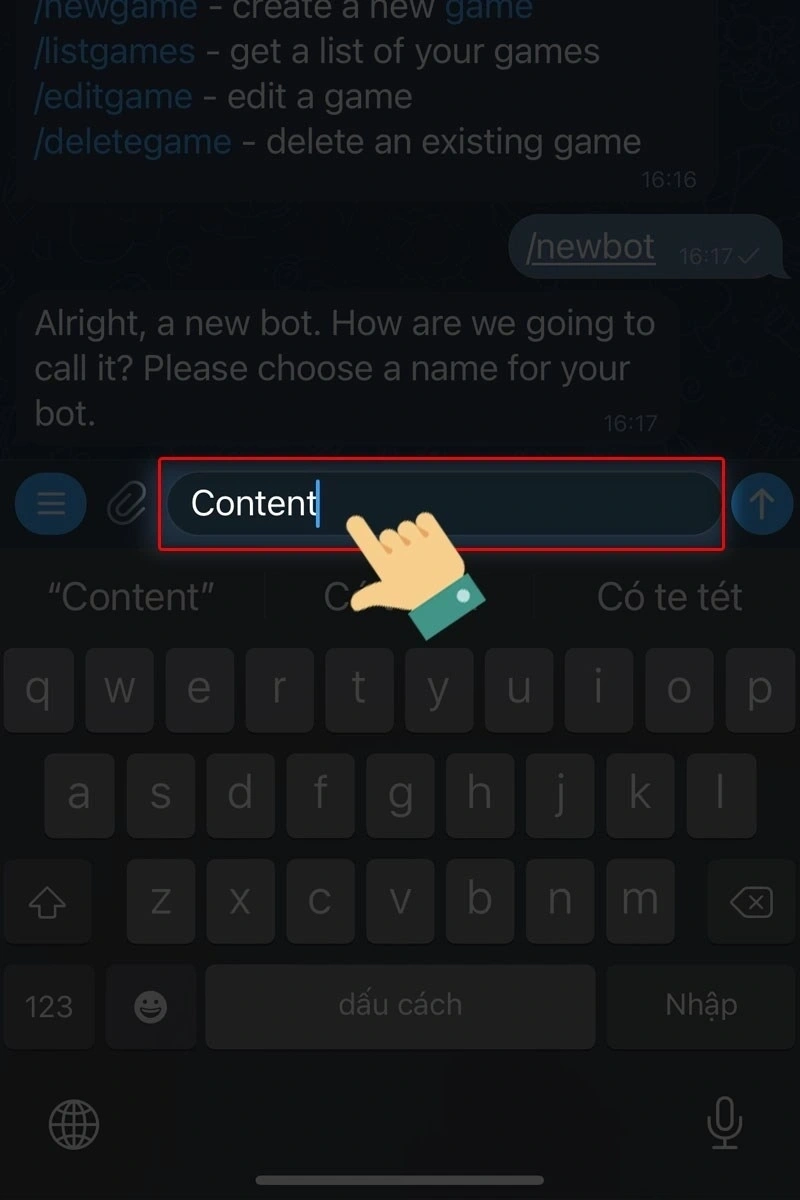 Và bạn nhập tên cho Bot bạn mong muốn