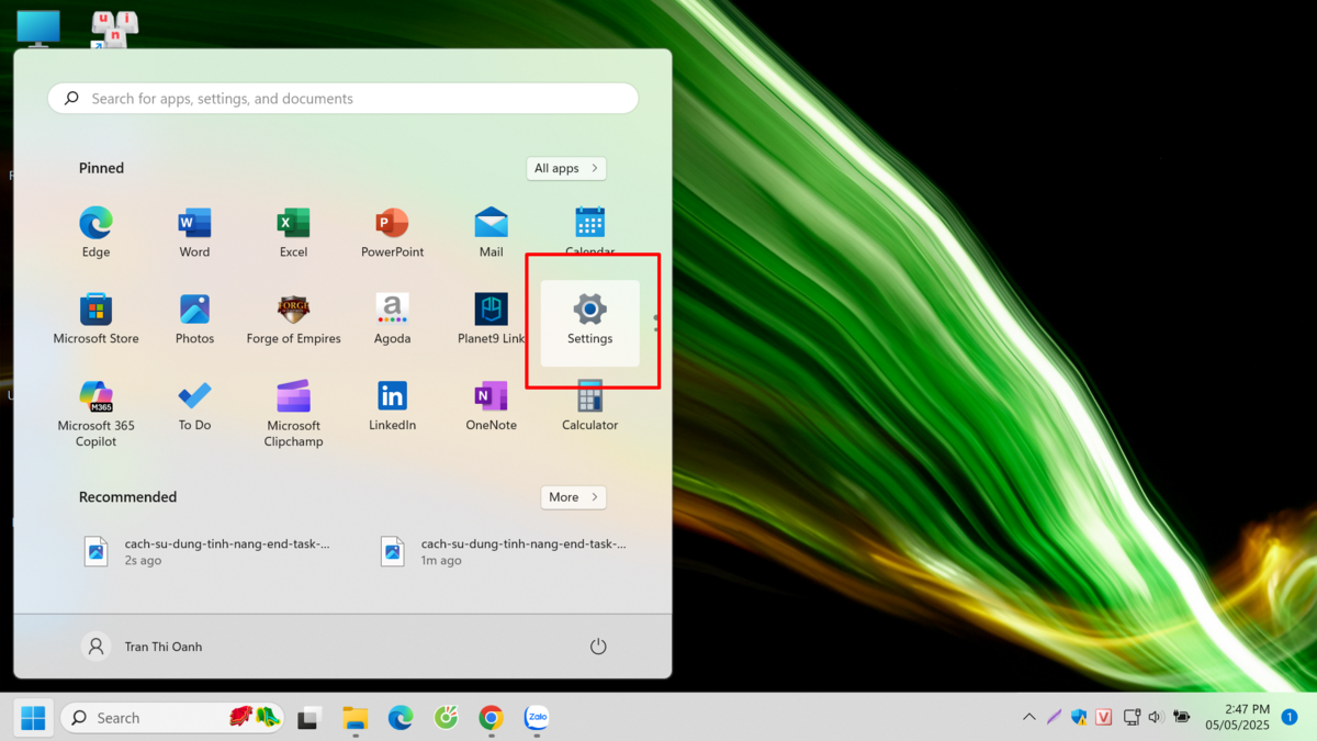 Cách Sử Dụng Tính Năng End Task Trên Win 11 Mới Nhất 2 Chọn Mục Settings