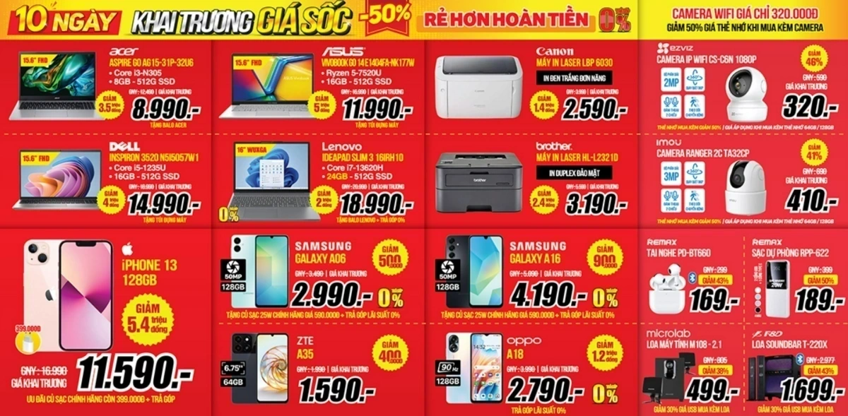 Laptop, điện thoại, phụ kiện, đồ công nghệ giá bất ngờ