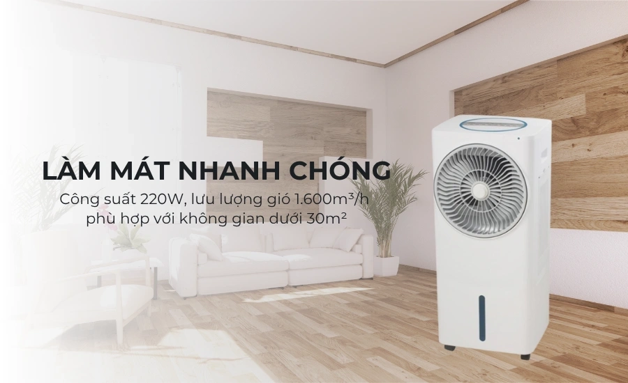 Quạt điều hòa APECHOME MIK38-EX có công suất 220W, tiết kiệm hơn so với điều hòa rất nhiều 