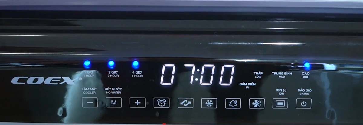 Quạt điều hòa COEX CA-7125A có khả năng hẹn giờ lên đến 7 tiếng