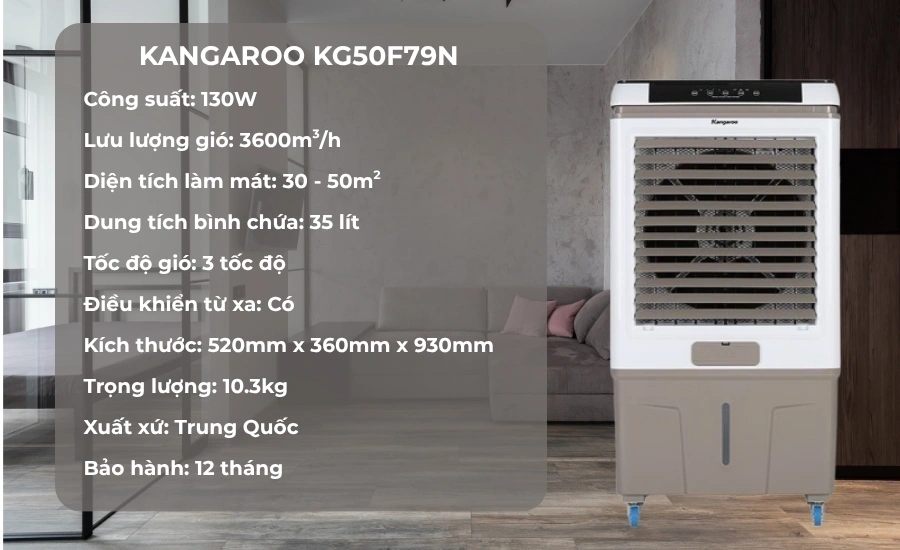 Quạt điều hòa điện tử Kangaroo KG50F79N giải pháp làm mát cho căn hộ nhỏ