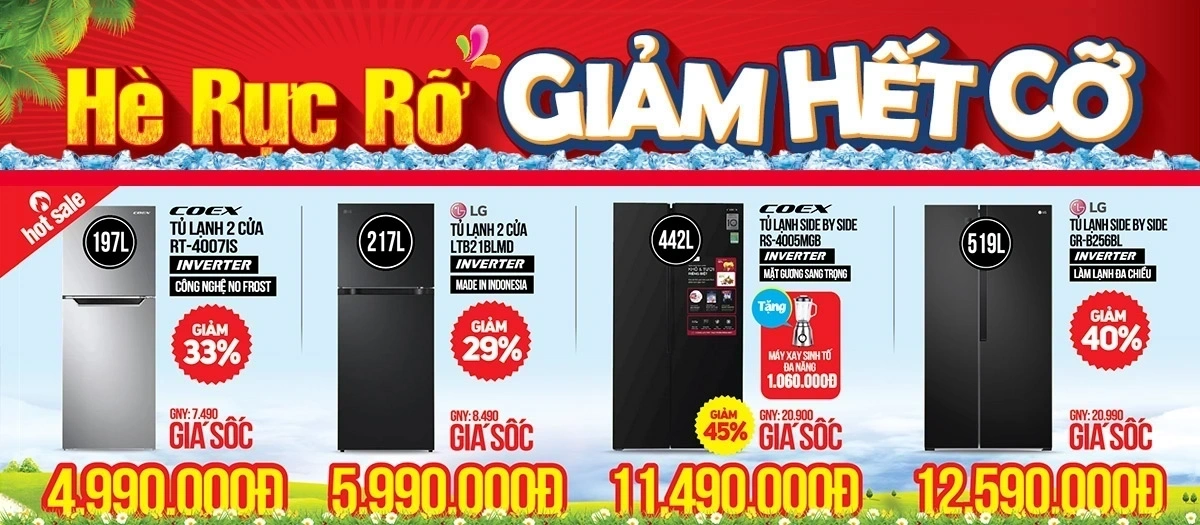 Sale sập sàn - giảm toàn phân khúc - tủ lạnh giá chỉ từ 4,39tr