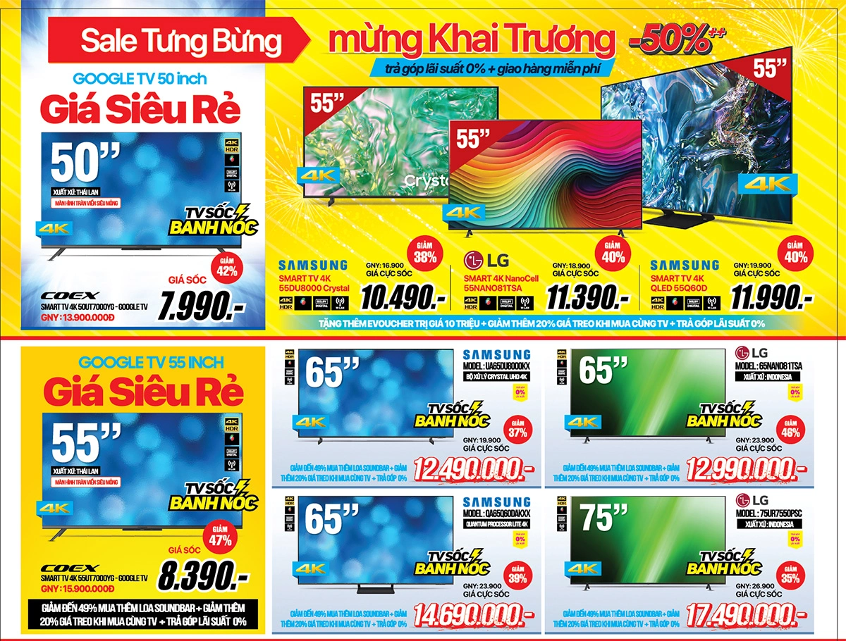 Săn deal tivi, đắm chìm giải trí (-50%++)