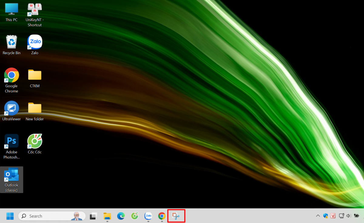 Sử dụng phím tắt Snipping Tool trên Task Bar