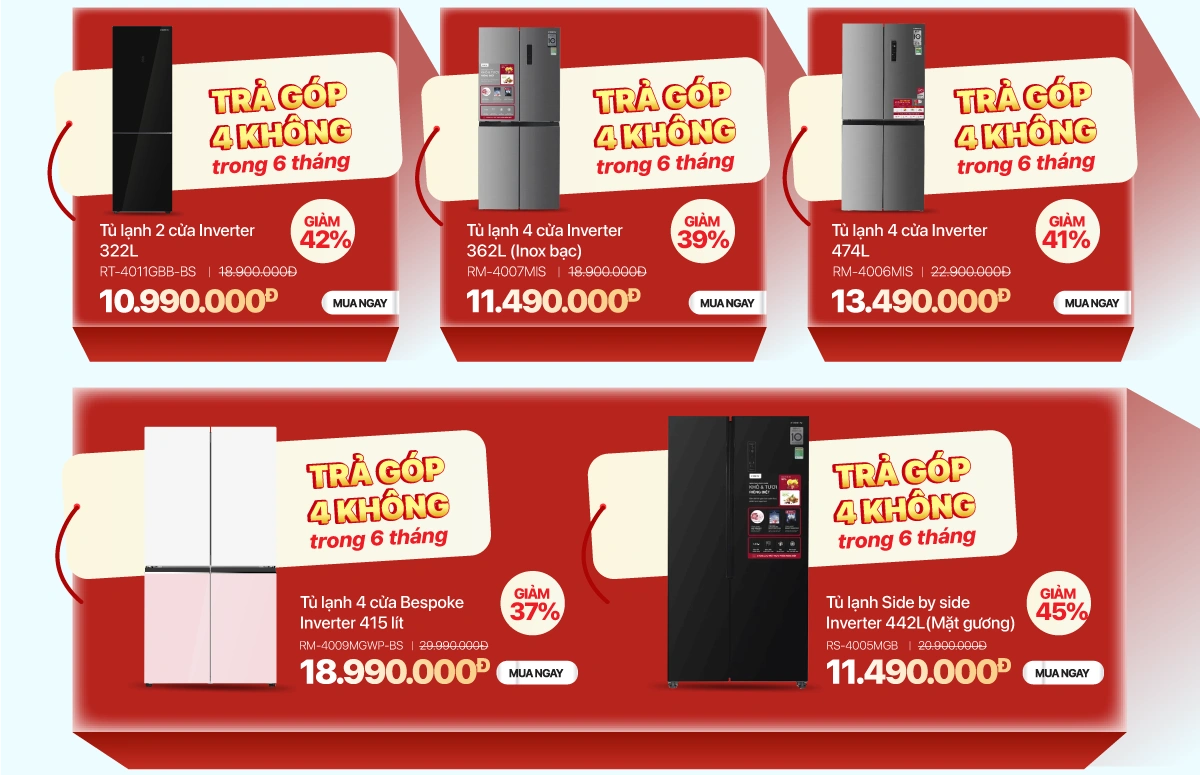 TRẢ GÓP 4 KHÔNG: Không cần trả trước, không % lãi suất, không phí hồ sơ, không phí bảo hiểm