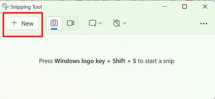 Trong cửa sổ Snipping Tools, ấn vào ô New