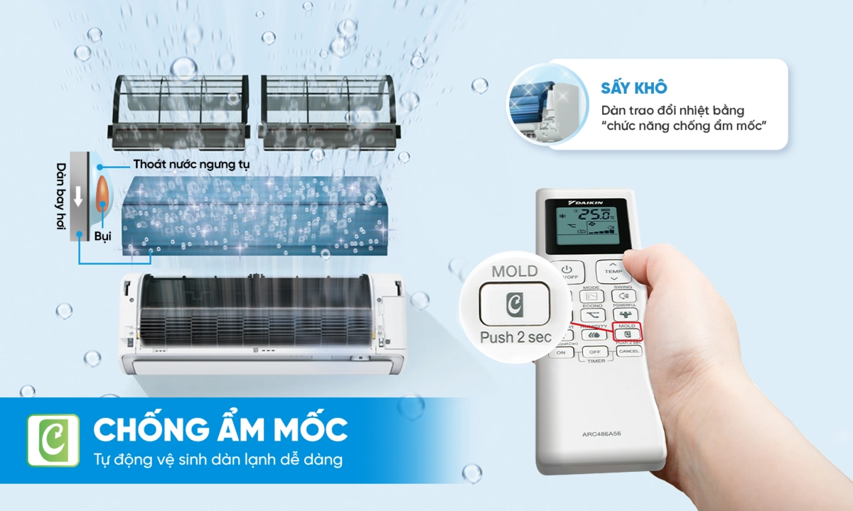 1. Điều hòa Daikin 1 Chiều Inverter 9.200Btu/1Hp ATKB25ZVMV